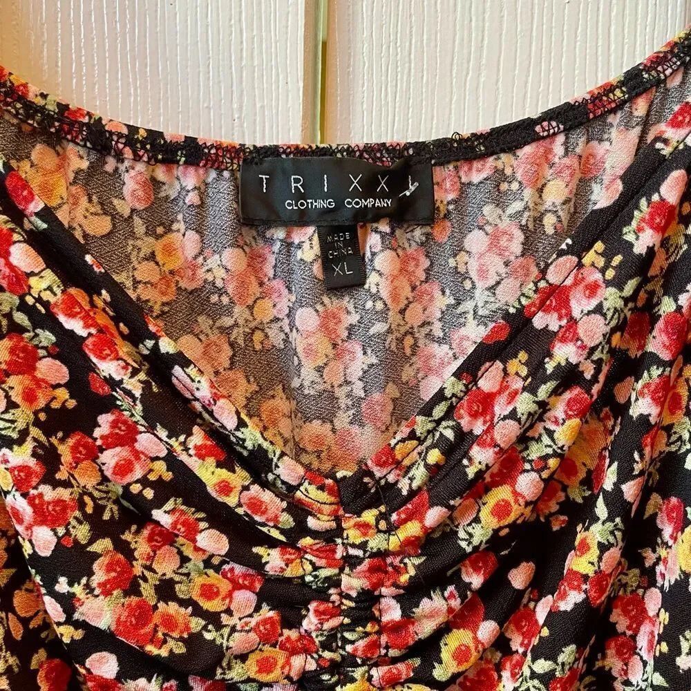 FLORAL PULL OVER DRESS by TRIXXI SIZE XL NWT - Picture 4 of 6